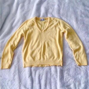 Yellow V-Neck Knit Sweater